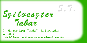 szilveszter tabar business card